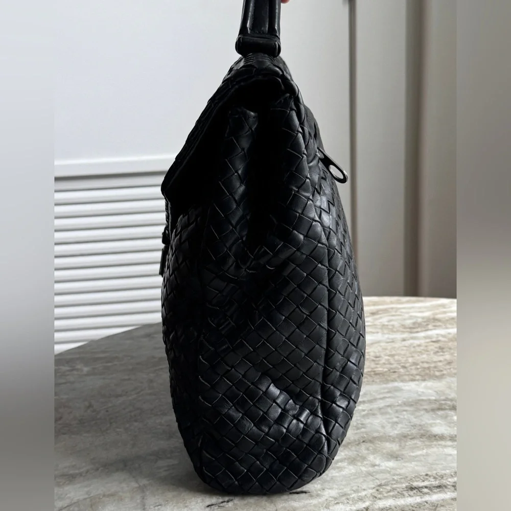 Bottega Veneta Briefcase Intrecciato Envelope Black Woven leather business bag